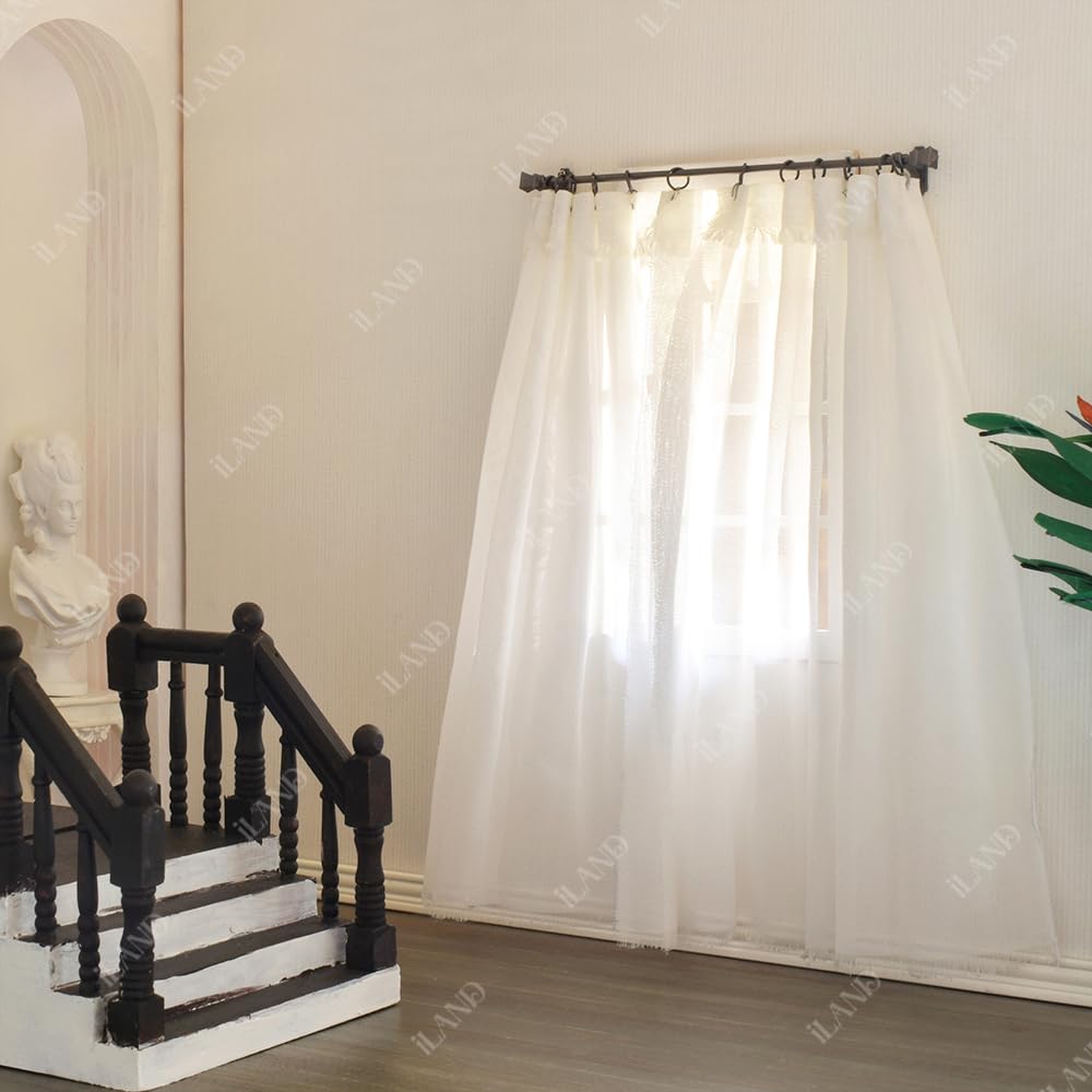 iLAND Dollhouse Accessories on 1/12 Scale, Dollhouse Decor of Curtain Rods (Luxury White) image