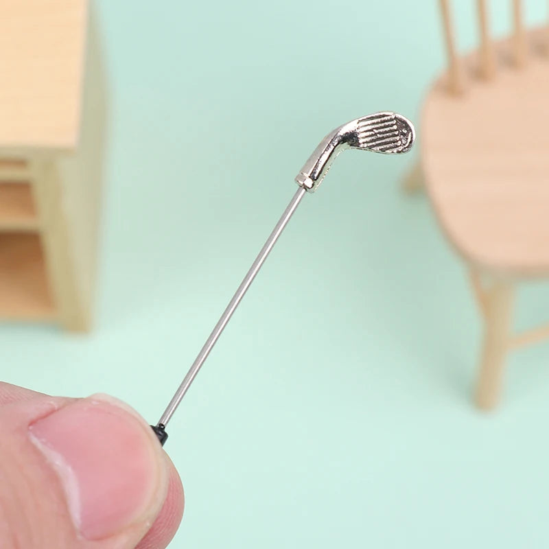 Miniature Golf Clubs with Ball for Dollhouse 1:12 Scale
