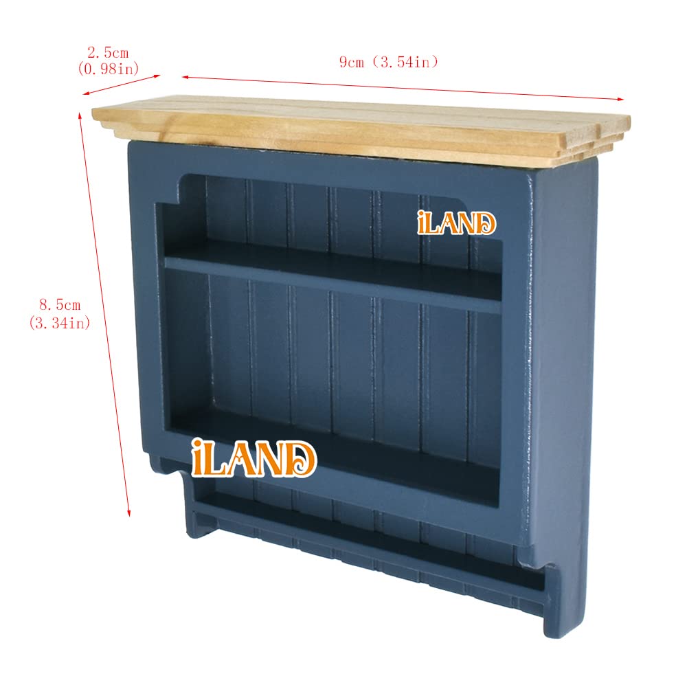 iLAND Wooden Dollhouse Furniture on 1/12 Scale, Miniature Cabinet Varnished 2pcs fit Dollhouse Kitchen, Living Room, Dining Room or Bathroom image