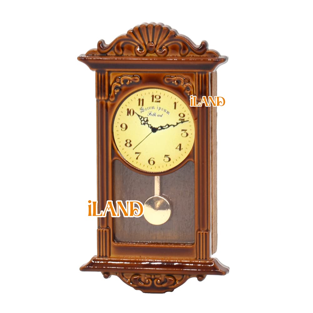 iLAND Miniature Dollhouse Accessories for Dollhouse Furniture, Mini Porcelain Vases and Decorative Plates w/a Desk Clock (Elegant Rose 11pcs) image