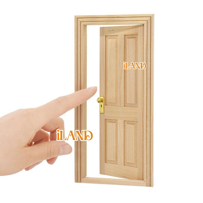 Dollhouse Miniature Door with 3D Windowpane and Handle