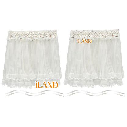 iLAND Miniature Dollhouse Accessories on 1/12 Scale, Dollhouse Curtains Set of Multi-Layered Lace & Tulle Curtains 2pcs image