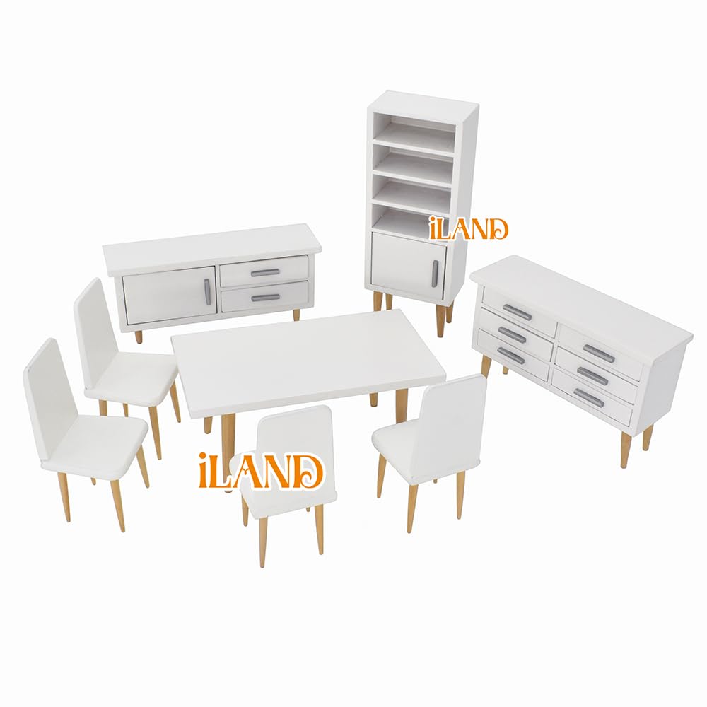 Dollhouse Modern Kitchen Set 1:12 Scale White