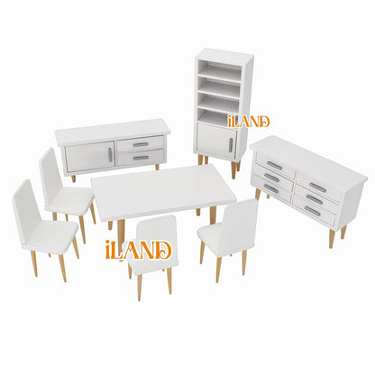 Dollhouse Modern Kitchen Set 1:12 Scale White