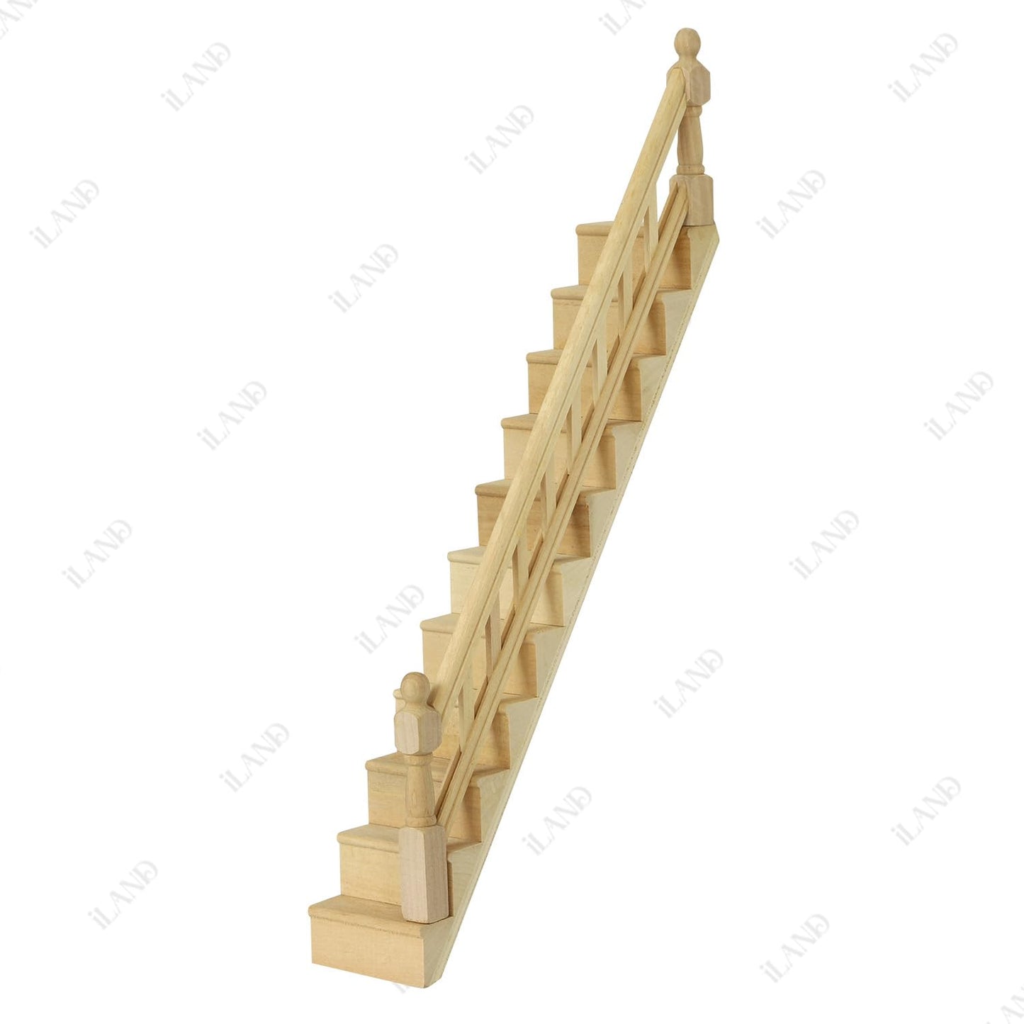 Miniature Dollhouse Wooden Stairs with Handrails, 1:12 Scale