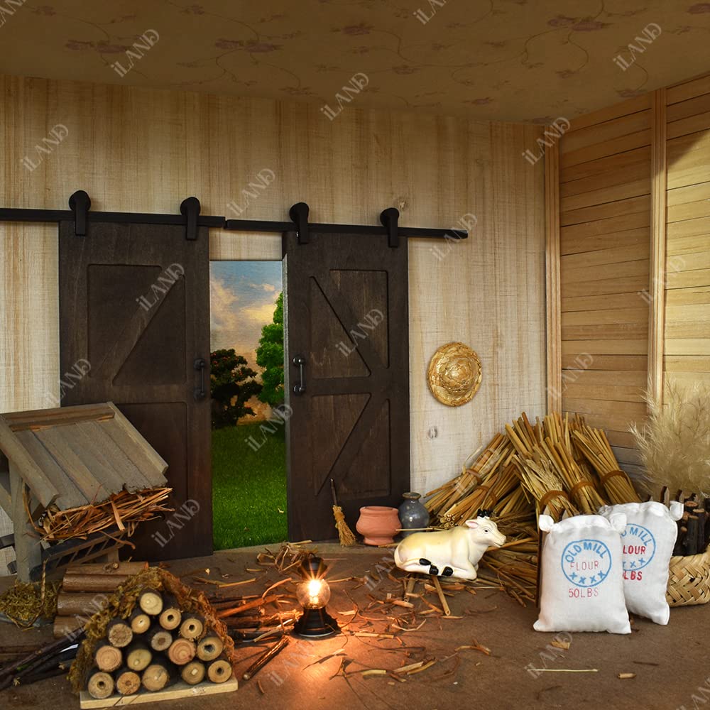 Dollhouse Miniature Door with 3D Windowpane and Handle