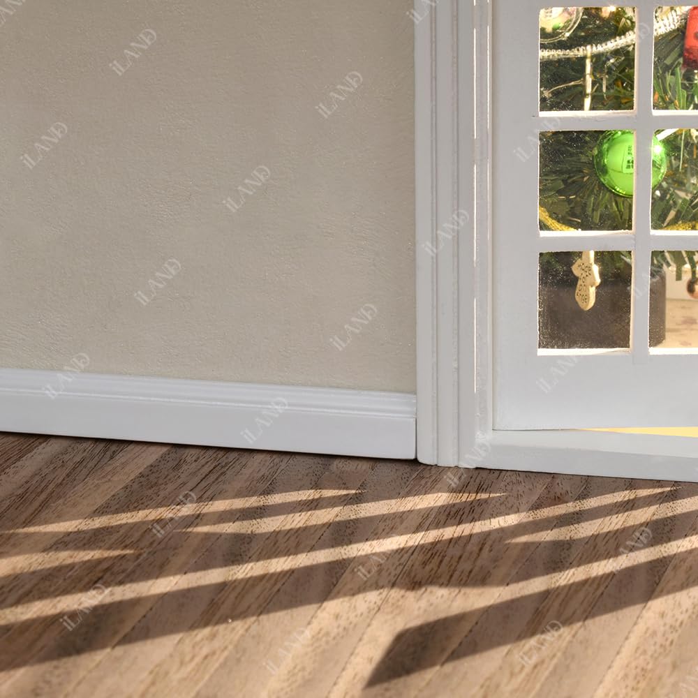 Classic walnut dollhouse flooring with natural wood grain, ideal for 1:12 and 1:6 scale miniature settings.