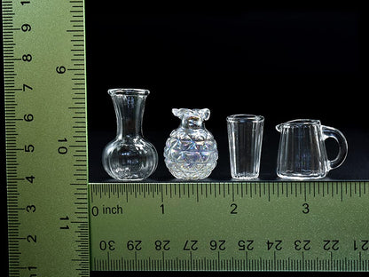 Miniature Glass Vases with Dried Flowers for Dollhouses (5pcs)