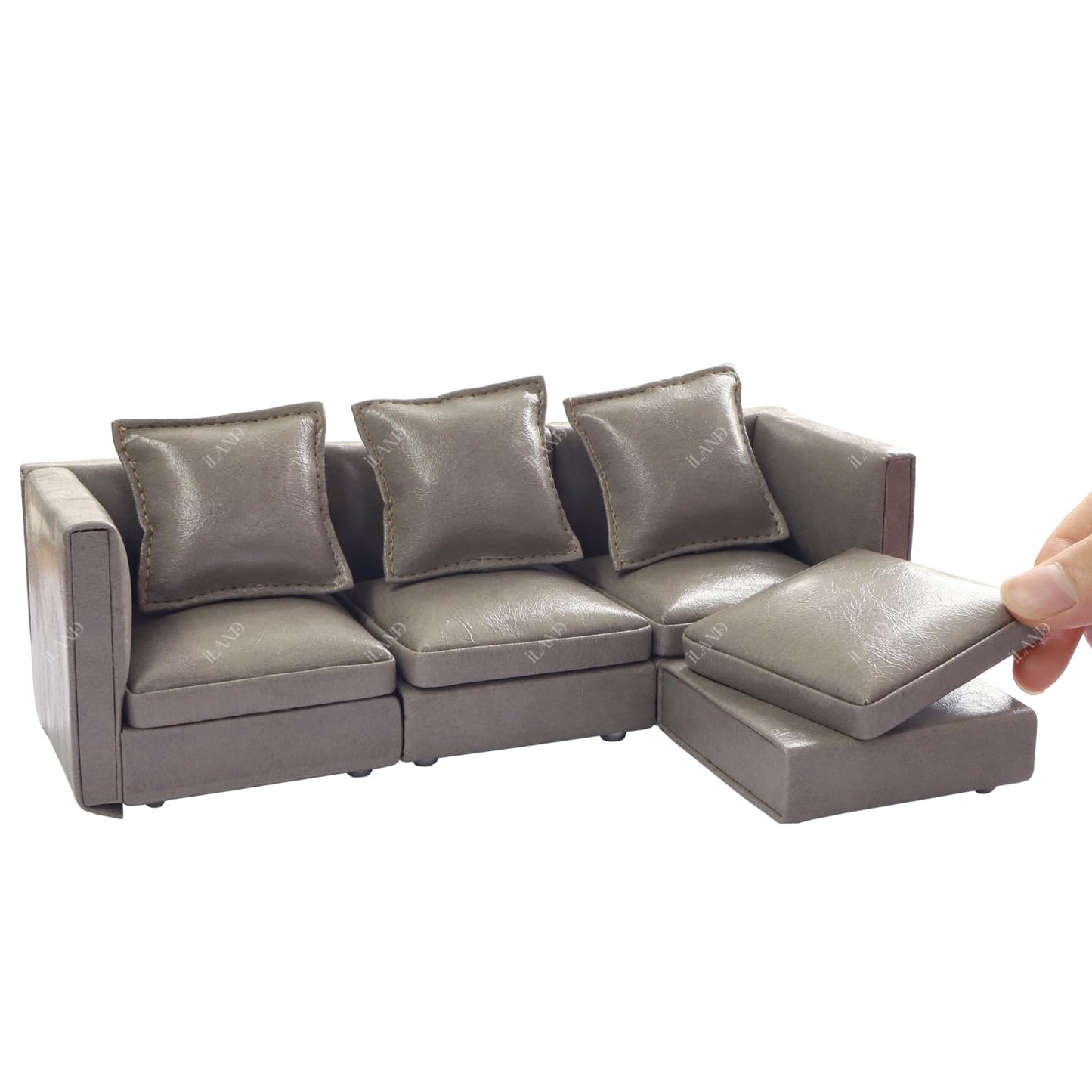 Dollhouse Miniature Sectional Sofa Set for 1:12 Scale