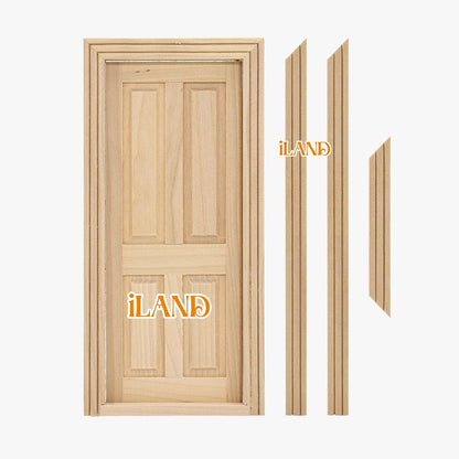 Dollhouse Miniature Door with 3D Windowpane and Handle