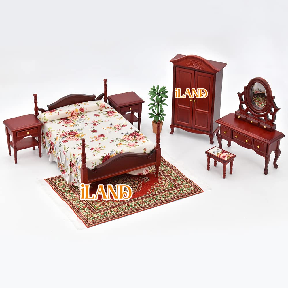 iLAND Miniature Dollhouse Accessories of Woven Dollhouse Rug 9.4” x 5.7” 9.2" x 1.8" for Dollhouse Furniture on 1/12 Scale and Dolls 3” - 12” (2pcs Spring) image