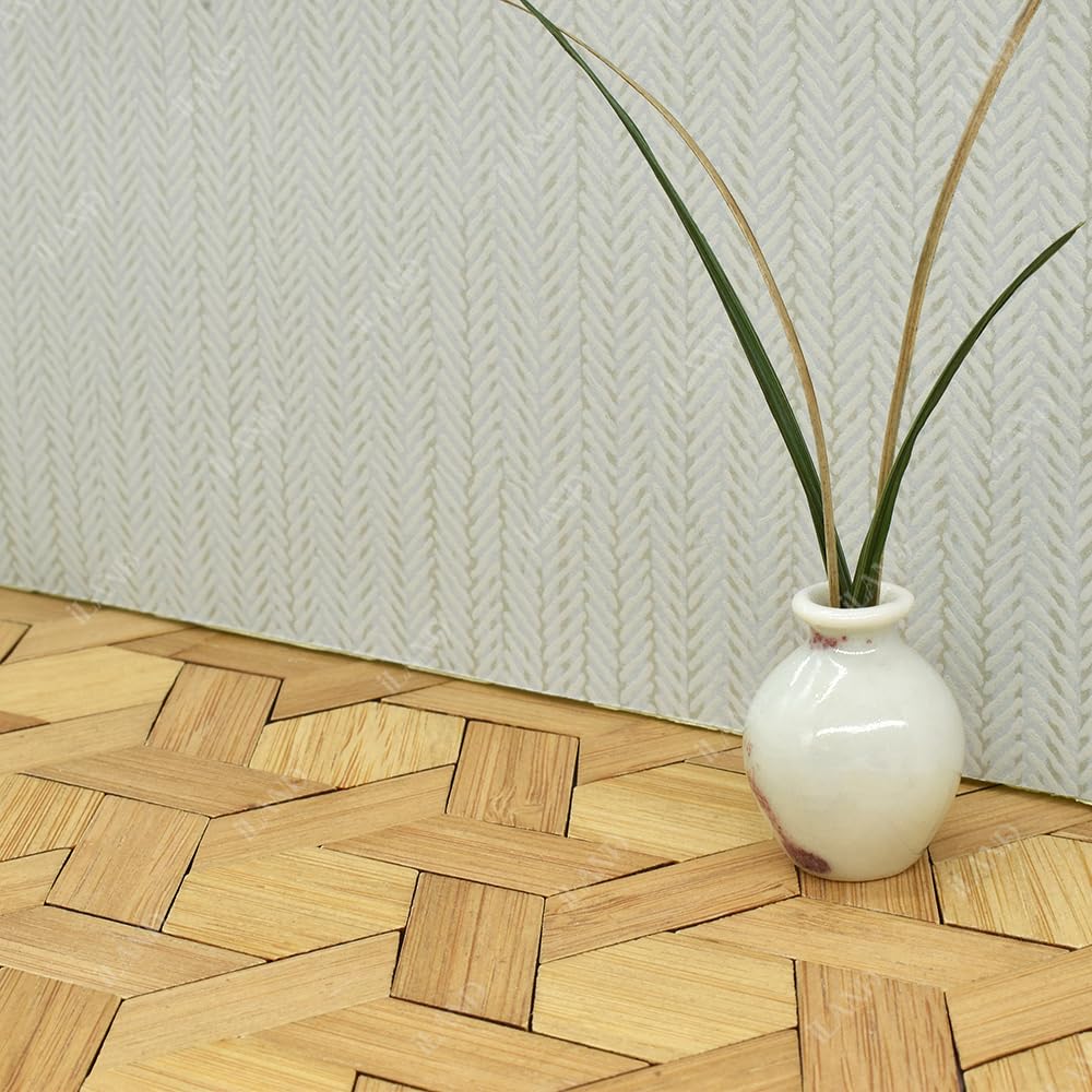 Dollhouse bamboo flooring on 1:12 scale, featuring varnished rectangular boards, perfect for miniature home decor.