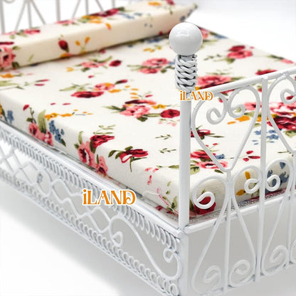 iLAND Victorian Dollhouse Furniture on 1:12 Scale, Dollhouse Bed Set 5pcs image