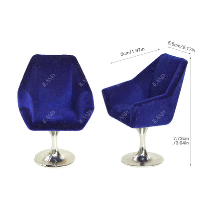 iLAND Dollhouse Furniture and Accessories Set, Miniature Swivel Chair & Carpet Modern for Dollhouse Livingroom (Grey) image