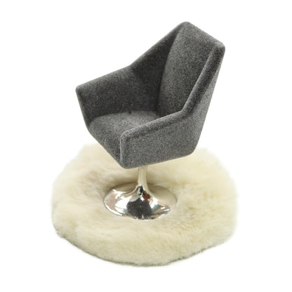 iLAND Dollhouse Furniture and Accessories Set, Miniature Swivel Chair & Carpet Modern for Dollhouse Livingroom (Grey) image