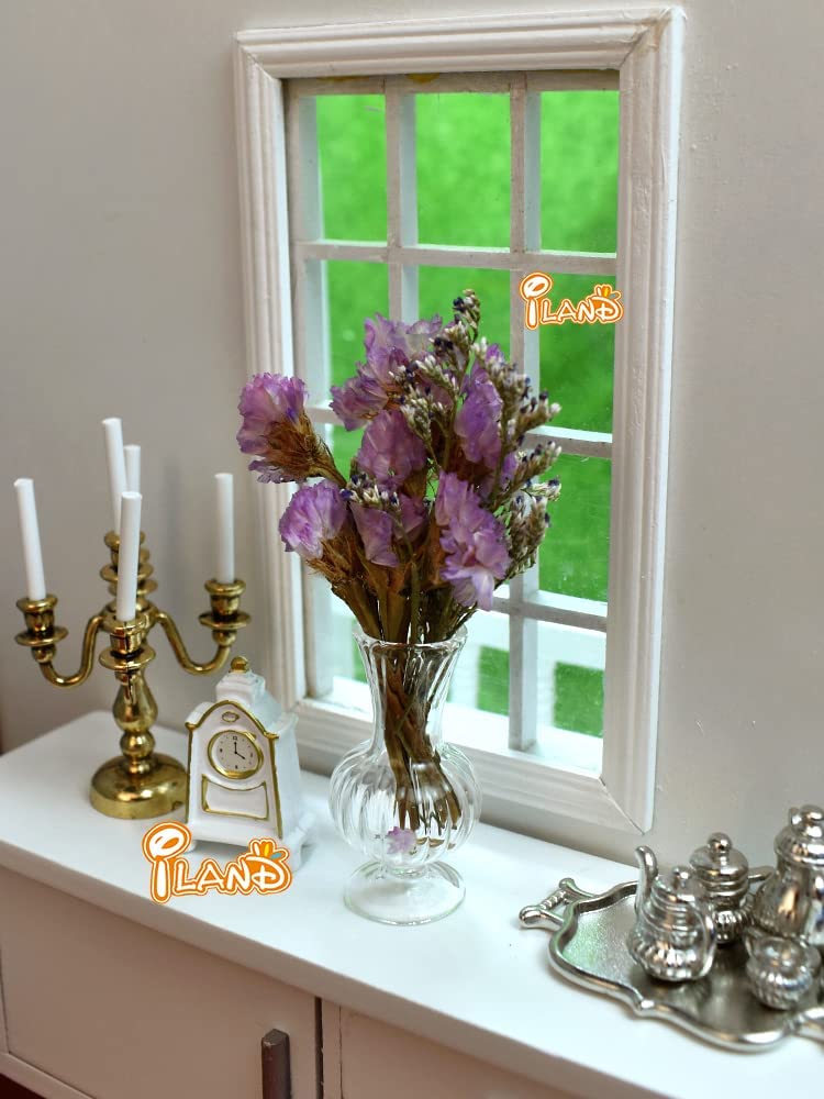 Miniature Glass Vases with Dried Flowers for Dollhouses (5pcs)