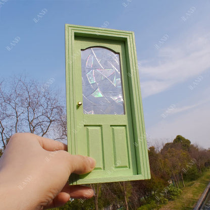 Dollhouse Miniature Door with 3D Windowpane and Handle