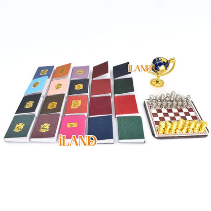 Miniature Porcelain Vases and Decorative Plates with Desk Clock