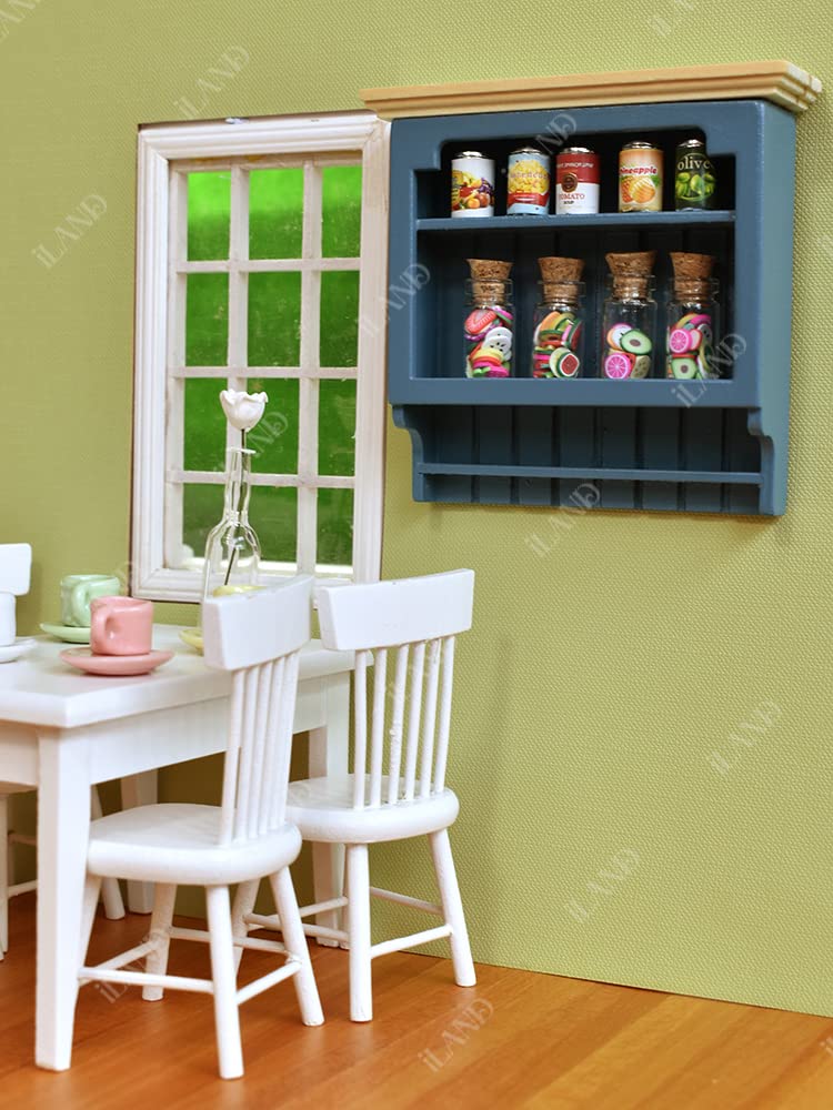 iLAND Wooden Dollhouse Furniture on 1/12 Scale, Miniature Cabinet Varnished 2pcs fit Dollhouse Kitchen, Living Room, Dining Room or Bathroom image