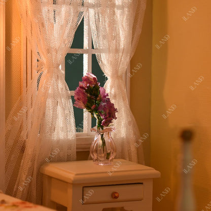 iLAND Miniature Dollhouse Accessories for Dollhouse Furniture, Glass Vases w/Dried Flowers Set (Pretty 5pcs) image