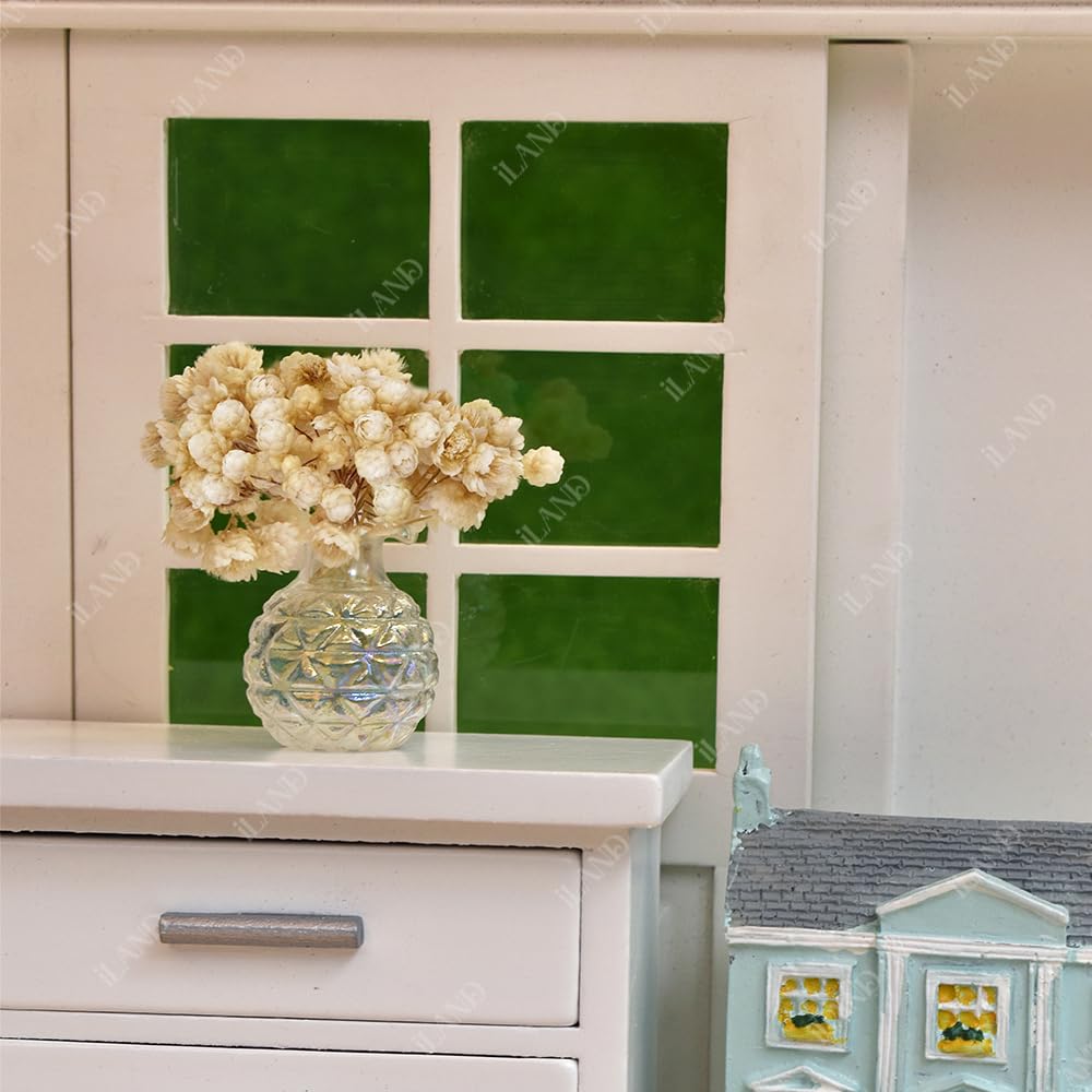 Miniature Glass Vases with Dried Flowers for Dollhouses (5pcs)