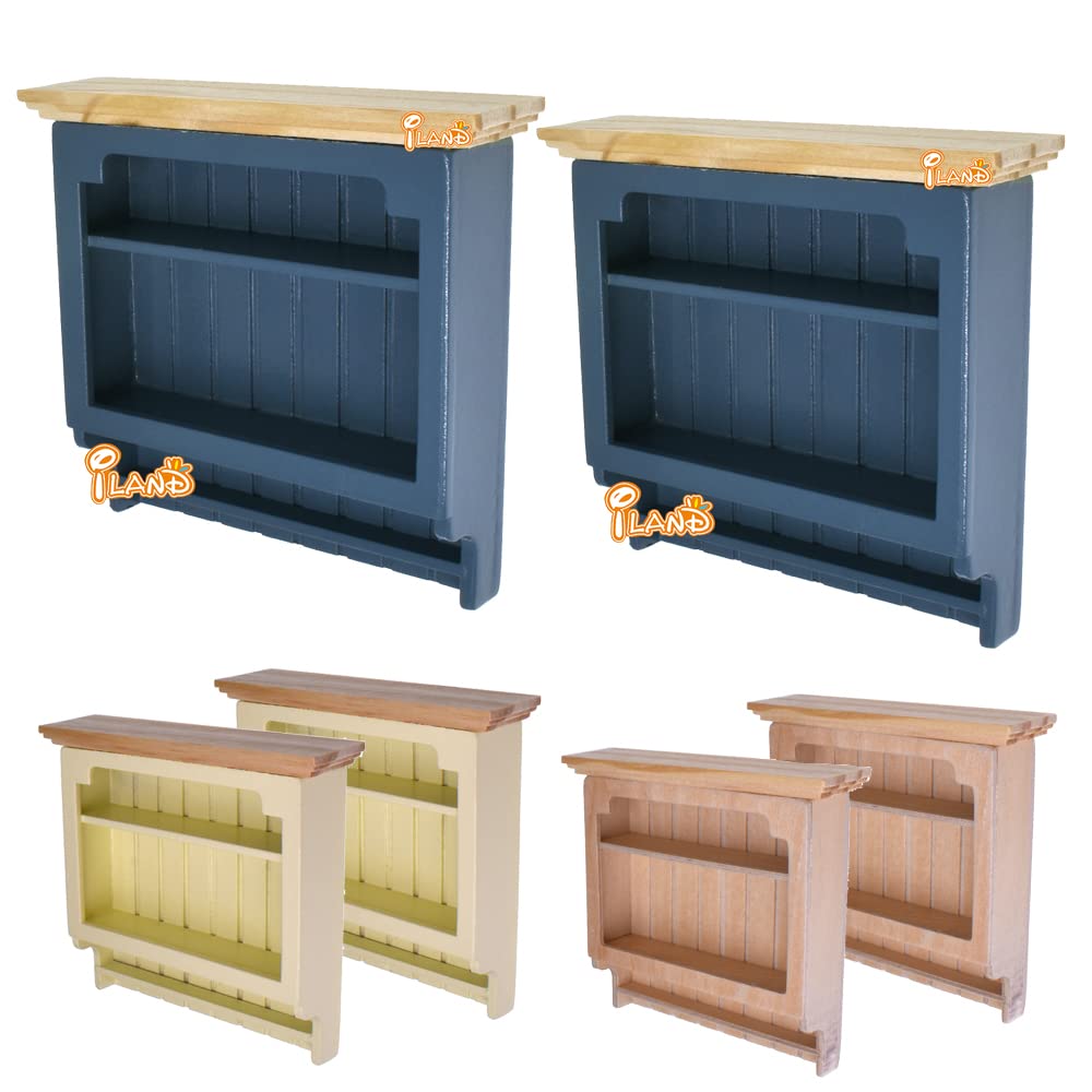 iLAND Wooden Dollhouse Furniture on 1/12 Scale, Miniature Cabinet Varnished 2pcs fit Dollhouse Kitchen, Living Room, Dining Room or Bathroom image