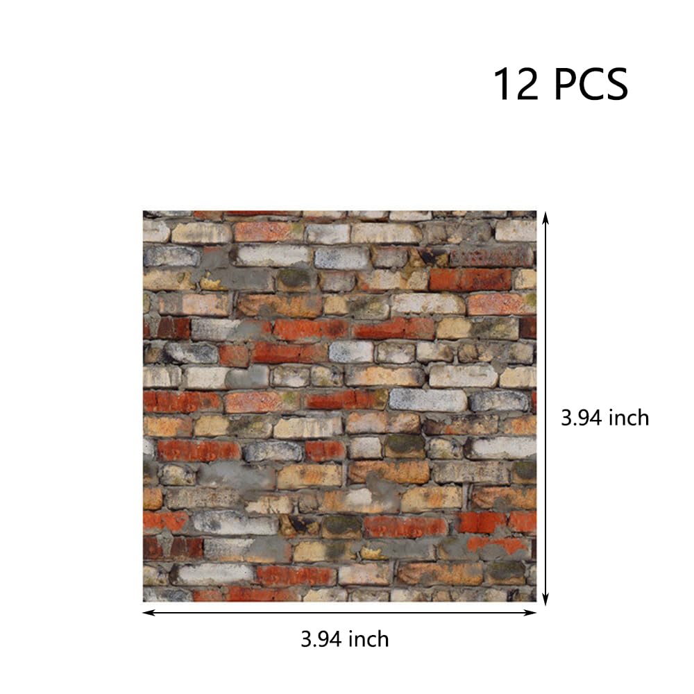 SAMCAMI Miniature Dollhouse Accessories, Self-Adhesive Dollhouse Wallpaper and Flooring, Mini Dollhouse Accessories 1 12 Scale, 12pcs (No.1) image