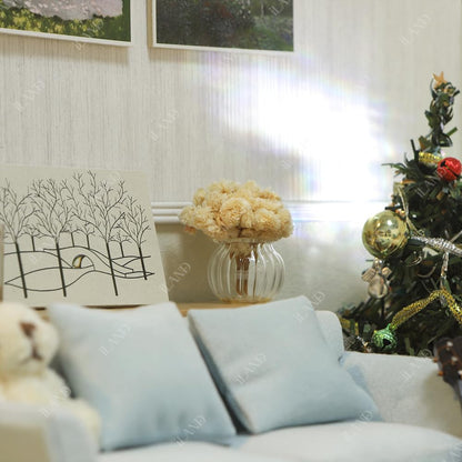 Miniature Glass Vases with Dried Flowers for Dollhouses (5pcs)