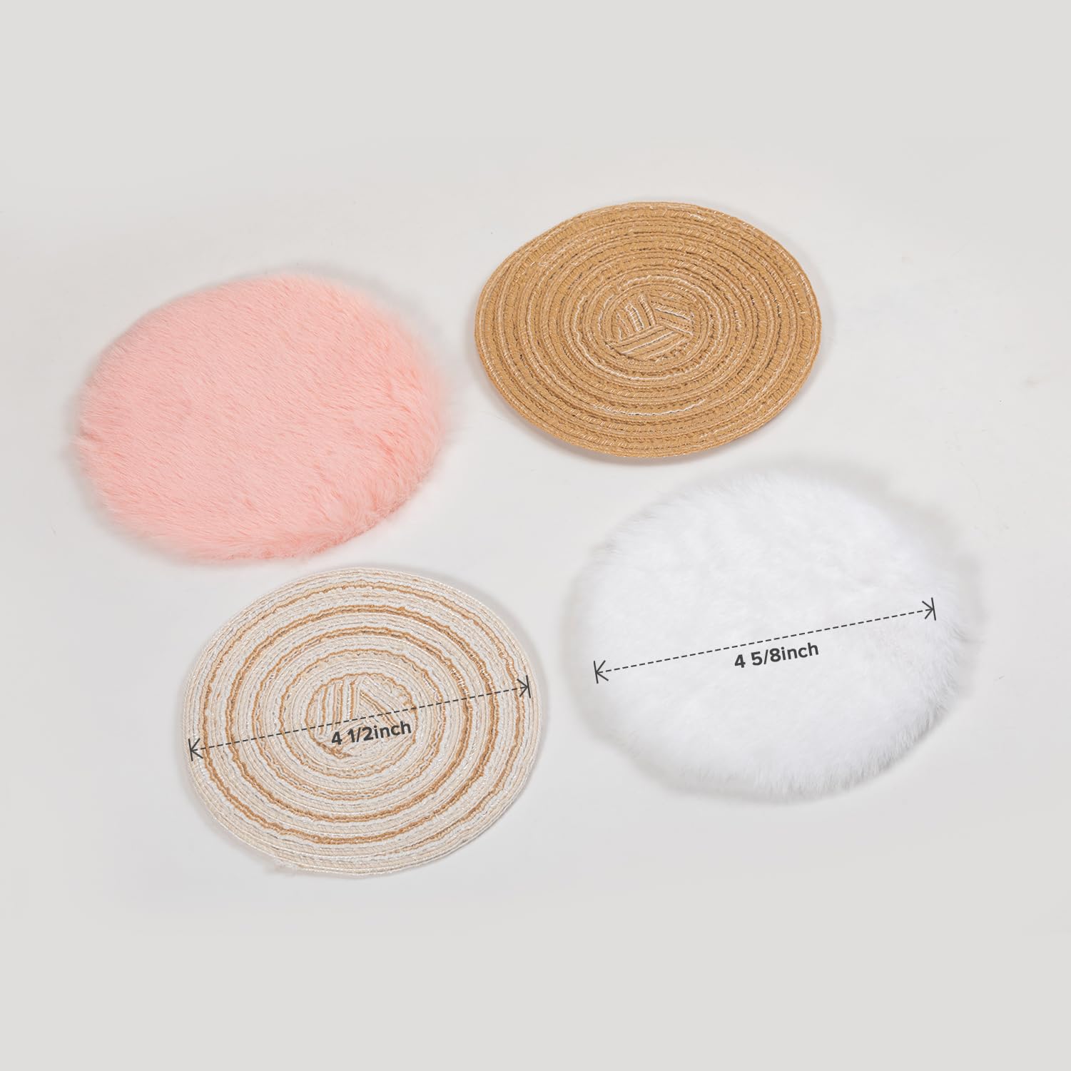 SAMCAMI Miniature Dollhouse Accessories Fluffy Rugs 4Pcs, Mini Dollhouse Accessories 1 12 Scale (Round) image