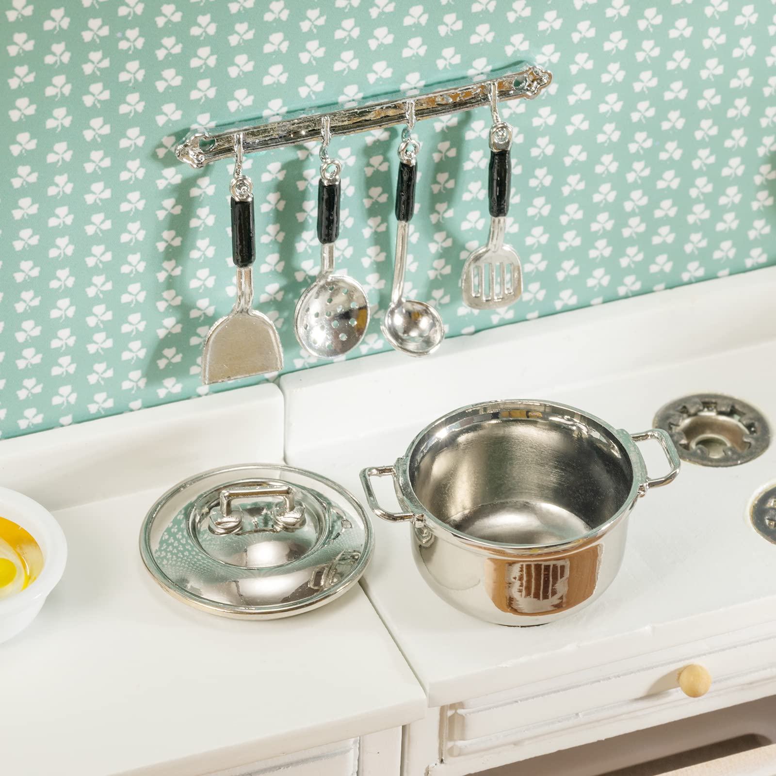 SAMCAMI Wooden Dollhouse Furniture Set - Miniature Furniture 1 12 Scale for Dollhouse Kitchen - Doll House Furniture Toys Incl Freely Combined Wooden Kitchen Cabinets and Other Dollhouse Accessories image