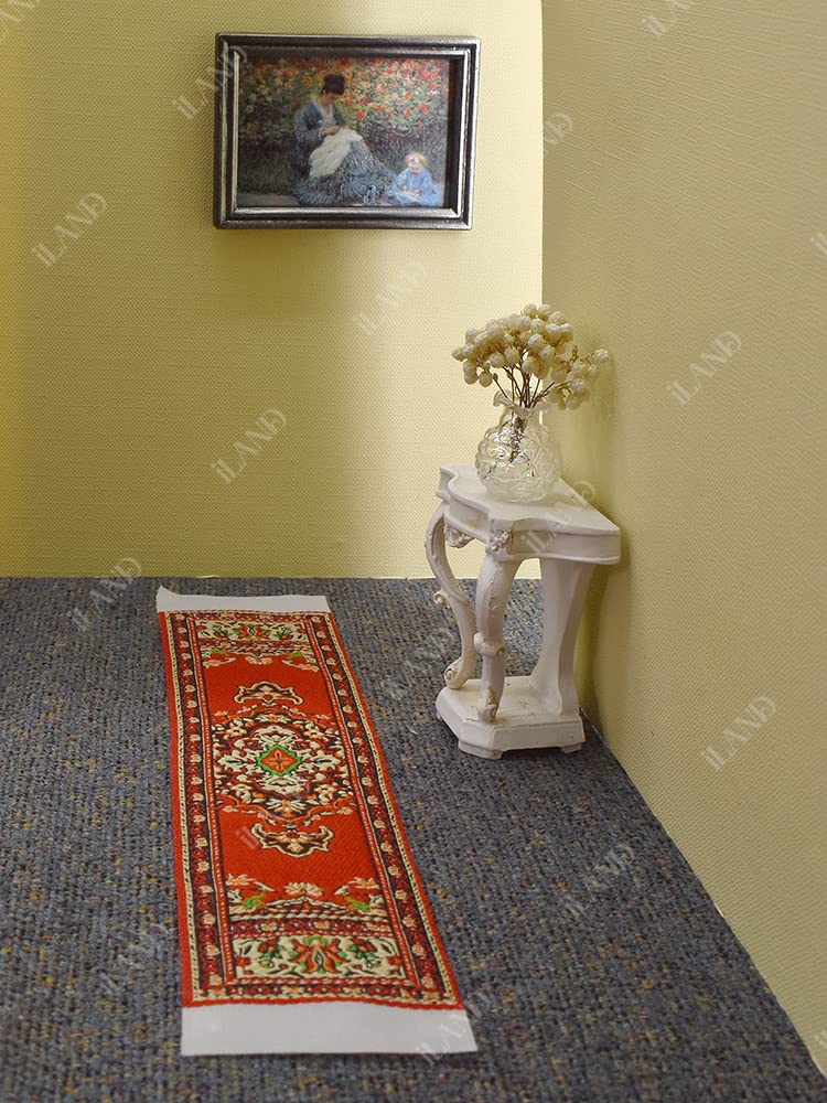 iLAND Miniature Dollhouse Accessories of Woven Dollhouse Rug 9.4” x 5.7” 9.2" x 1.8" for Dollhouse Furniture on 1/12 Scale and Dolls 3” - 12” (2pcs Spring) image