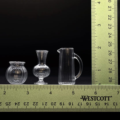 Miniature Glass Vases with Dried Flowers for Dollhouses (5pcs)