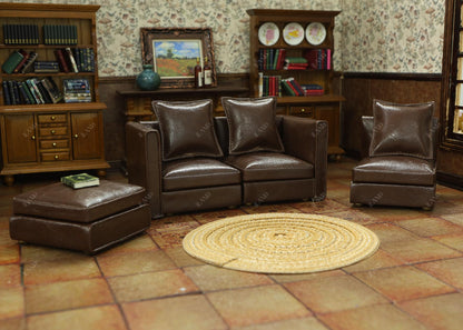 Dollhouse Miniature Sectional Sofa Set for 1:12 Scale