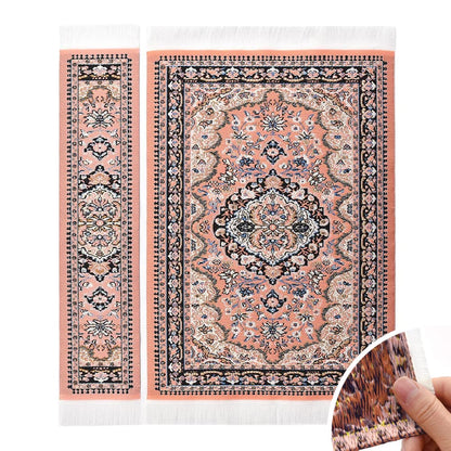 iLAND Miniature Dollhouse Accessories of Woven Dollhouse Rug 9.4” x 5.7” 9.2" x 1.8" for Dollhouse Furniture on 1/12 Scale and Dolls 3” - 12” (2pcs Spring) image