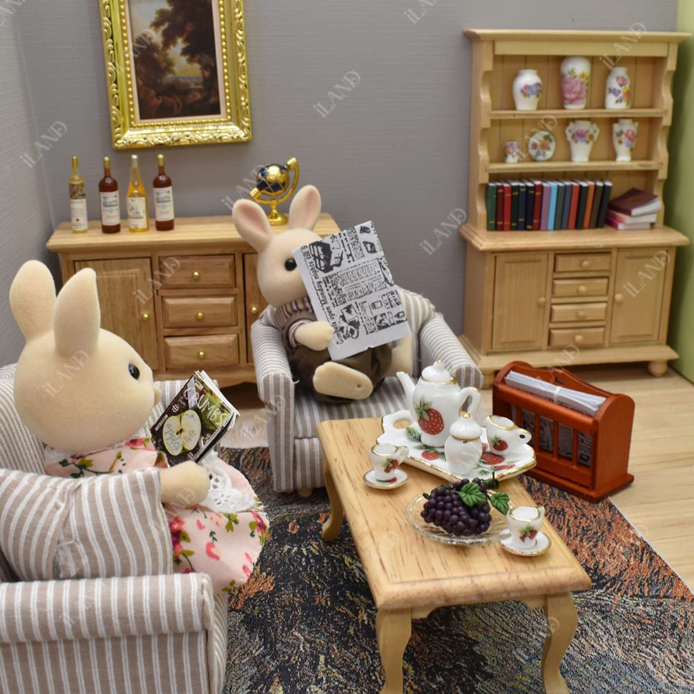 Miniature Porcelain Vases and Decorative Plates with Desk Clock