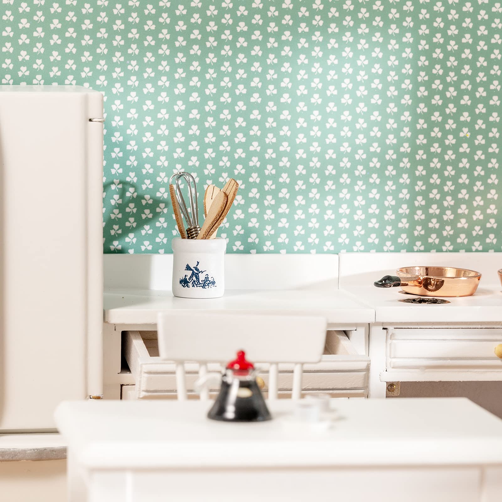 SAMCAMI Wooden Dollhouse Furniture Set - Miniature Furniture 1 12 Scale for Dollhouse Kitchen - Doll House Furniture Toys Incl Freely Combined Wooden Kitchen Cabinets and Other Dollhouse Accessories image