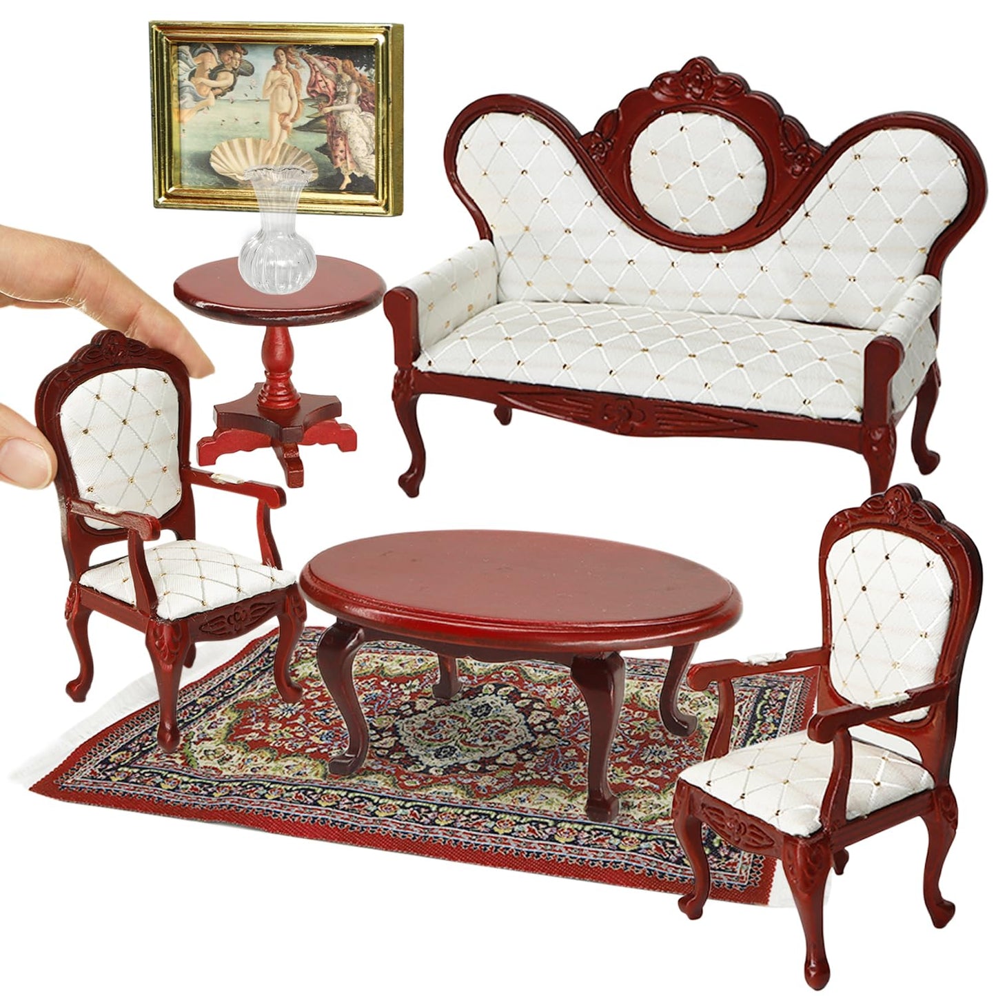 Victorian Dollhouse Miniature Furniture Set, 8 Pieces