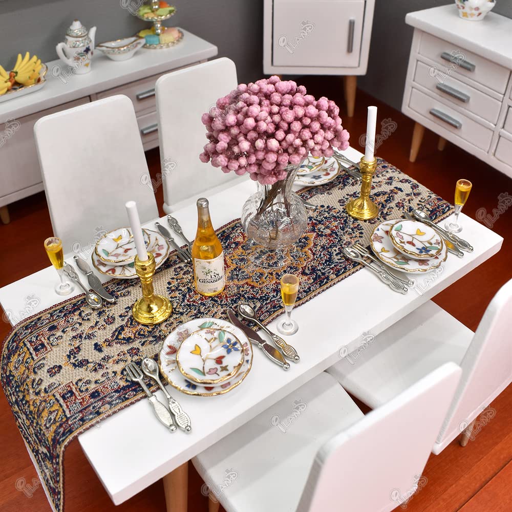 Miniature Glass Vases with Dried Flowers for Dollhouses (5pcs)