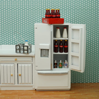 SAMCAMI Dollhouse Furniture Toy Refrigerator - Doll House Furniture Toys for Dollhouse Kitchen - Miniature Dollhouse Furniture 1 12 Scale Incl Toy Fridge, Beer and Other Dollhouse Accessories (White) image