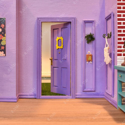 Dollhouse Miniature Door with 3D Windowpane and Handle