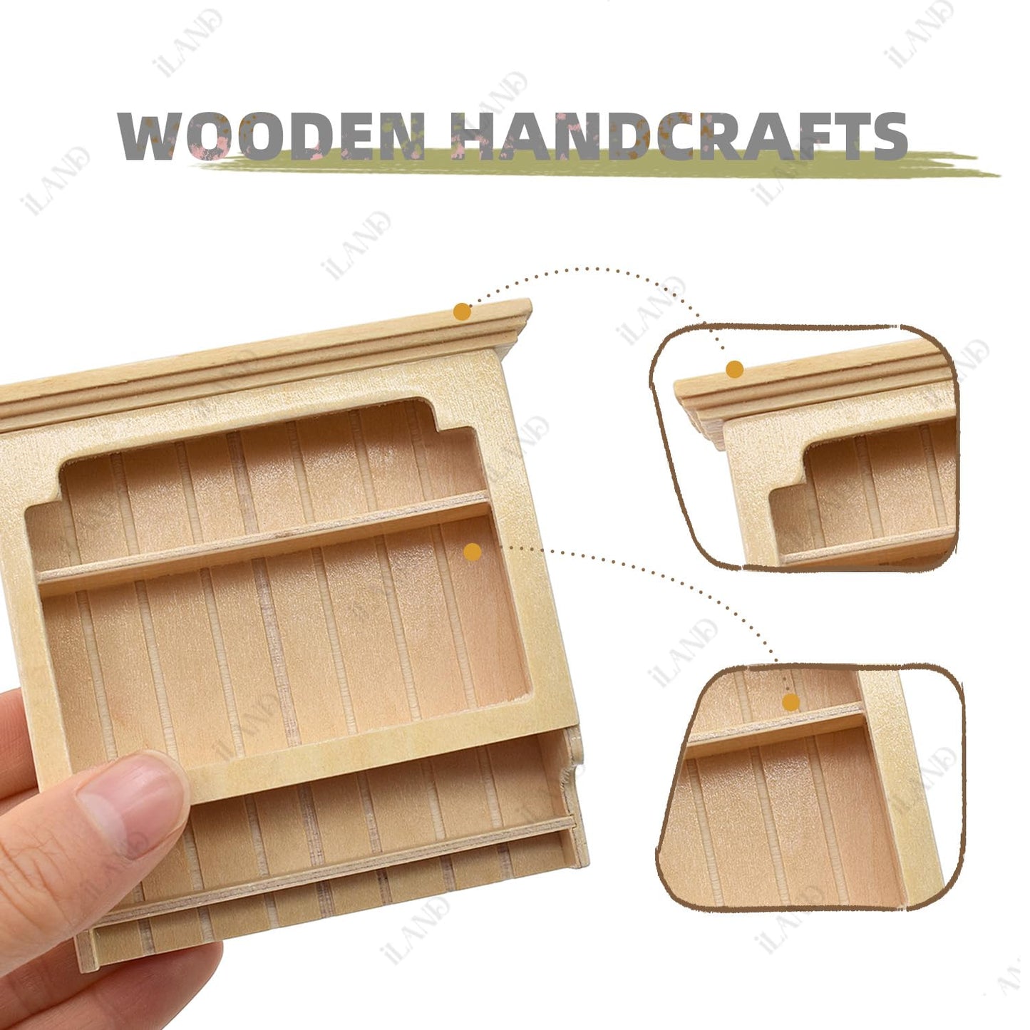 Miniature Wooden Dollhouse Cabinets 1:12 Scale, 2 Pieces