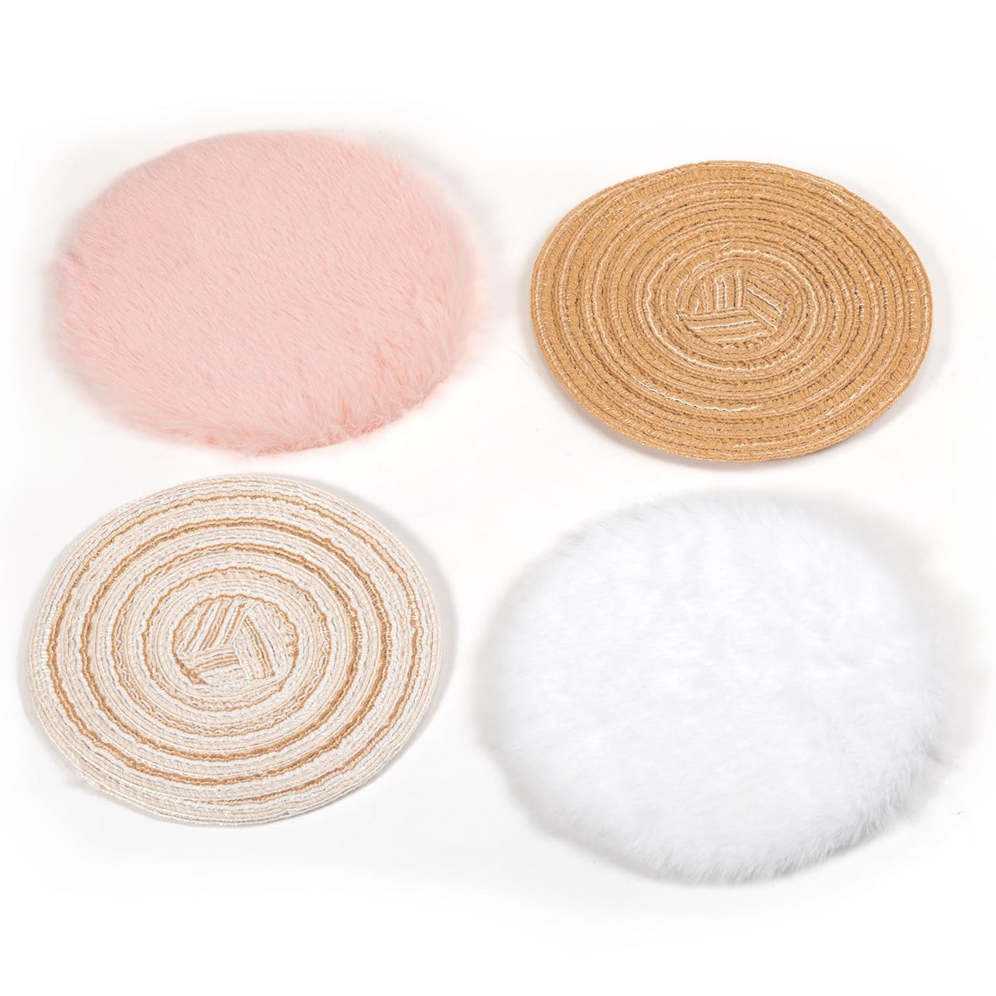 SAMCAMI Miniature Dollhouse Accessories Fluffy Rugs 4Pcs, Mini Dollhouse Accessories 1 12 Scale (Round) image
