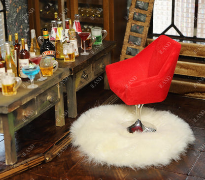 Miniature Swivel Chair & Carpet for Dollhouse Living Room