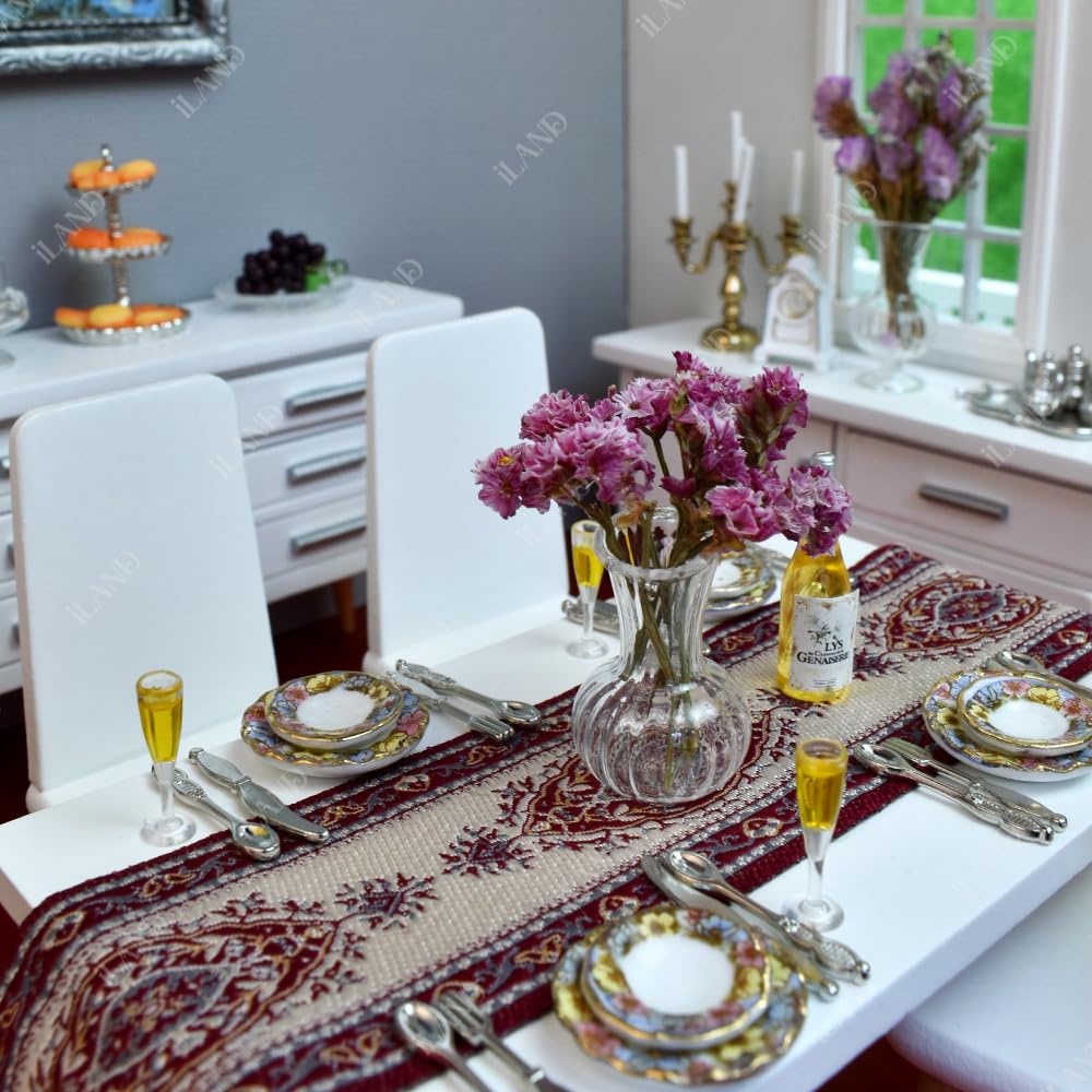 Miniature Glass Vases with Dried Flowers for Dollhouses (5pcs)