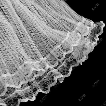 iLAND Miniature Dollhouse Accessories on 1/12 Scale, Dollhouse Curtains Set of Multi-Layered Lace & Tulle Curtains 2pcs image