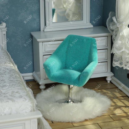 Miniature Swivel Chair & Carpet for Dollhouse Living Room