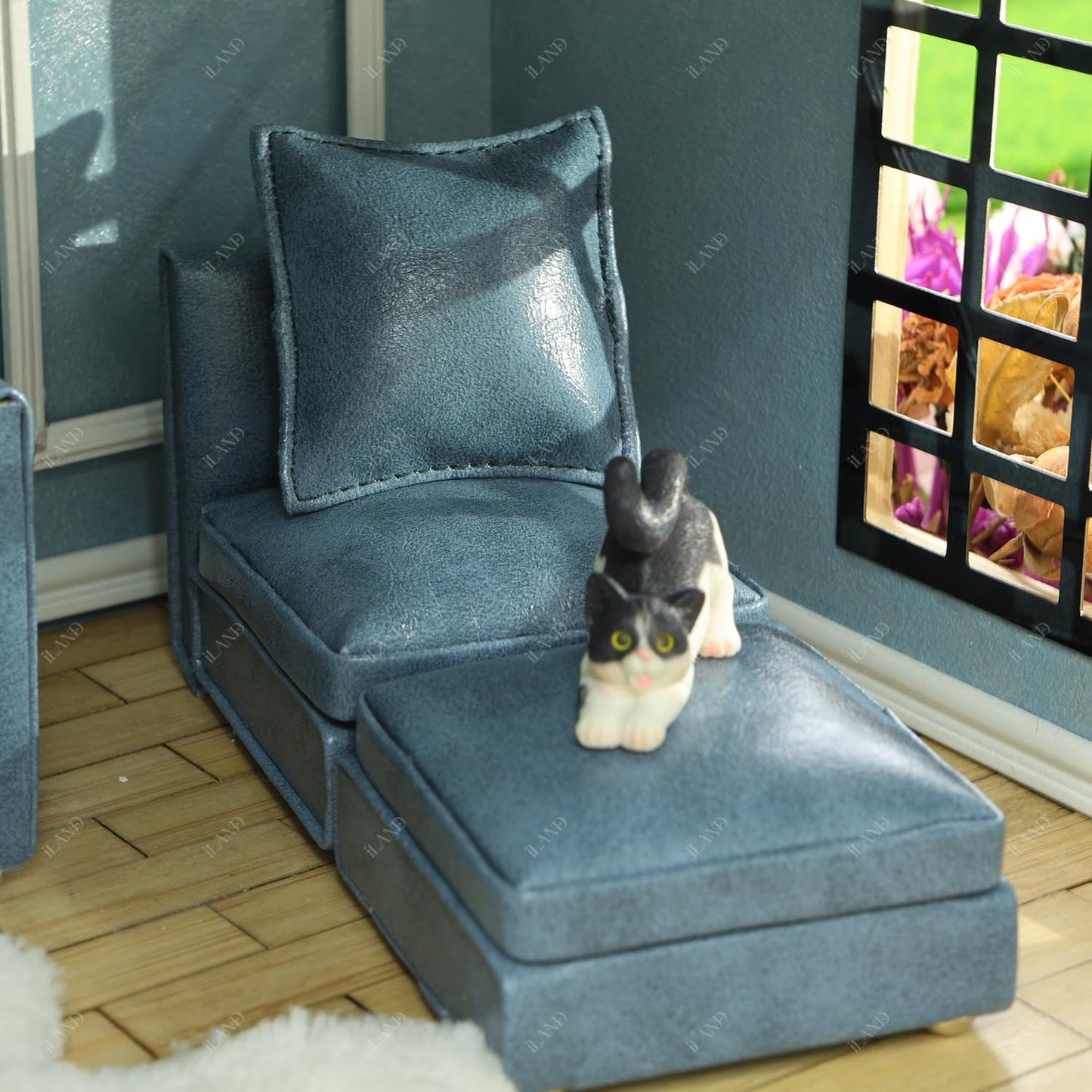 Dollhouse Miniature Sectional Sofa Set for 1:12 Scale