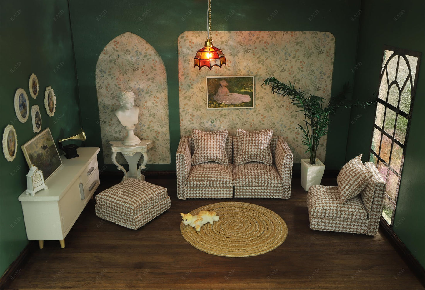 Dollhouse Miniature Sectional Sofa Set for 1:12 Scale