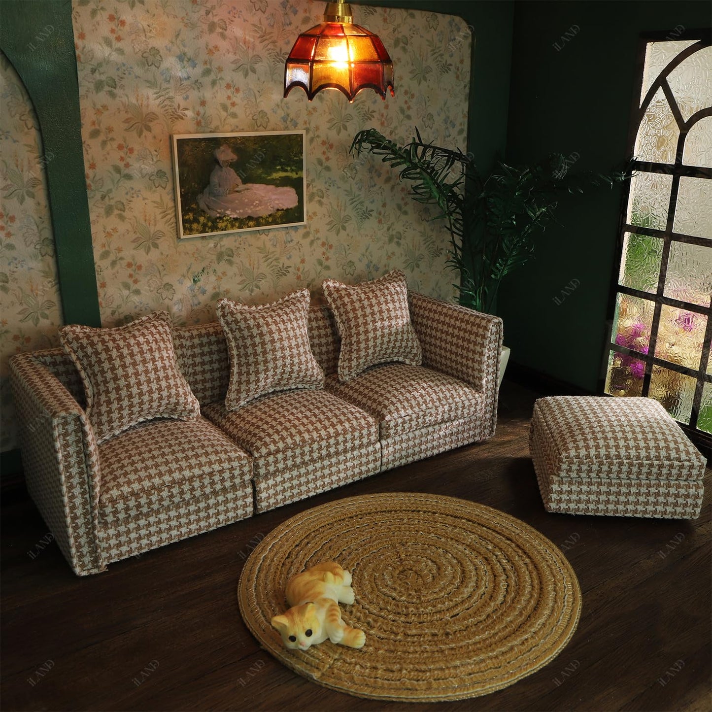 Dollhouse Miniature Sectional Sofa Set for 1:12 Scale