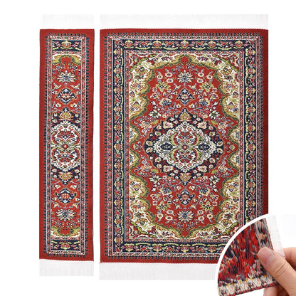 iLAND Miniature Dollhouse Accessories of Woven Dollhouse Rug 9.4” x 5.7” 9.2" x 1.8" for Dollhouse Furniture on 1/12 Scale and Dolls 3” - 12” (2pcs Spring) image